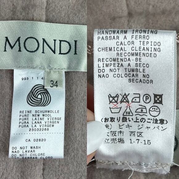 Mondi Pure New Wool Belted Longline Duster Cardigan Beige German Size 34 USA 2 - Picture 15 of 16